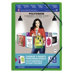 Picture 1 of Elastomap Oxford Polyvision A4 met insteektas 3 kleppen PP groen