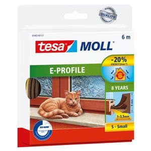 Picture 1 of Tochtstrip tesamoll® E-profiel zelfklevend rubber 6mx9mm bruin