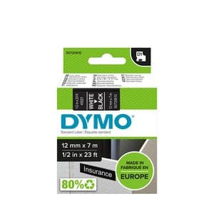 Picture 1 of Labeltape Dymo LabelManager D1 polyester 12mmx7m wit op zwart