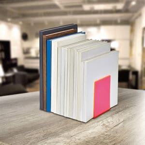 Picture 5 of Boekensteun MAUL 10x10x13cm acryl set 2 neon rood transparant
