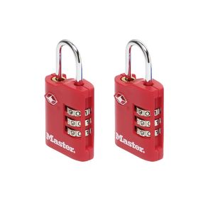 Picture 1 of Hangslot Masterlock 3-cijfer combi TSA set van 2 sloten assorti in willekeurige kleur 30mm 2 stuks