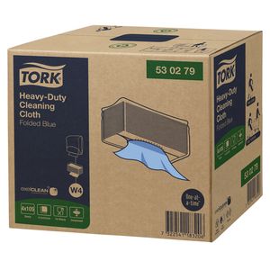 Picture 3 of Reinigingsdoek Tork W4 Premium Heavy-Duty gevouwen 1-laags 4x105 vel blauw 530279