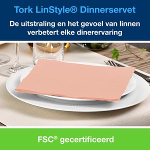 Picture 2 of Dinerservet Tork Linstyle Premium 1/4 vouw 1-laags 390x390mm 50 vel koraal 478881