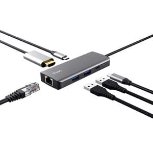 Picture 3 of Adapter Trust Dalyx 6-in-1 USB-C multipoort grijs