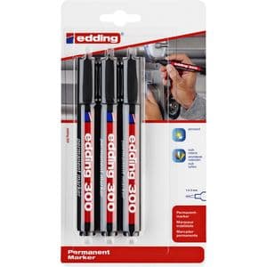 Picture 1 of Viltstift edding 300 rond 1.5-3mm zwart blister à 3 stuks