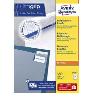 Picture 1 of Etiket Avery 3421 70x25.4mm wit 3300 stuks