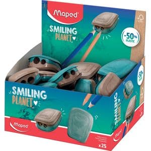 Picture 1 of Puntenslijper Maped Smiling Planet 2-gaats display à 25 stuks
