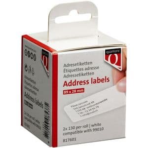 Picture 1 of Labeletiket Quantore 99010 28x89mm adres wit 2 rollen