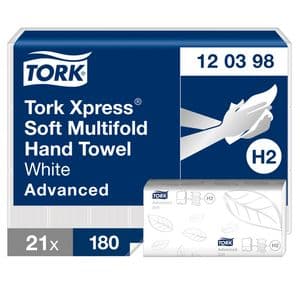 Picture 1 of Handdoek Tork H2 Xpress Advanced multifold 2-laags 212x255mm 21x180 vel wit 120398