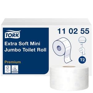 Picture 1 of Toiletpapier Tork T2 Premium jumbo klein 3-laags 120m wit 110255