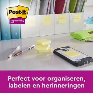 Picture 2 of Memoblok Post-it 654 Super Sticky 76x76mm geel 14+2 gratis