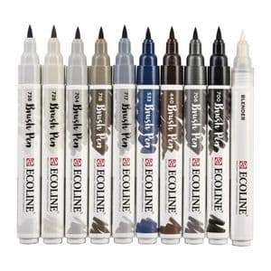 Picture 3 of Brushpen Talens Ecoline set à 10 stuks grijs