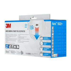 Picture 2 of Stofmasker 3M Aura voor schuren 9322+ FFP2 met ventiel 5 stuks