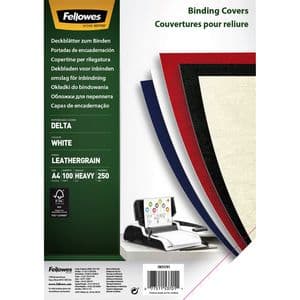 Picture 1 of Voorblad Fellowes A4 lederlook wit 100 stuks