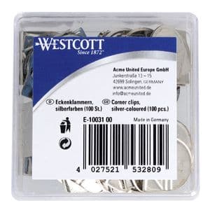 Picture 1 of Hoekclips Westcott aluminium zilverkleurig doos à 100 stuks