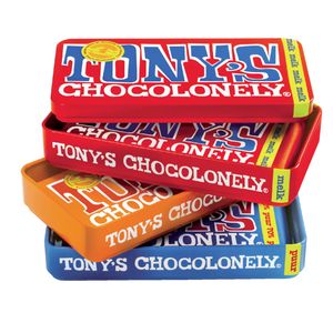 Picture 2 of Chocolade Tony's Chocolonely puur-melk en karamel zeezout blik 540gr