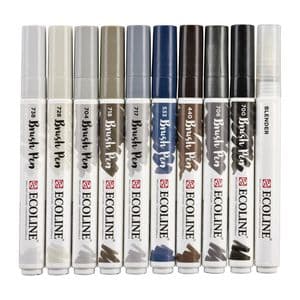Picture 2 of Brushpen Talens Ecoline set à 10 stuks grijs