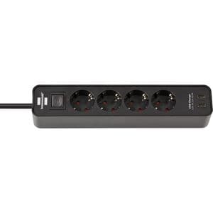 Picture 1 of Stekkerdoos Brennenstuhl Ecolor 4vdig incl 2 USB C 1.5m zwart