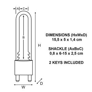 Picture 3 of Hangslot MasterLock verstelbaar messing 50mm
