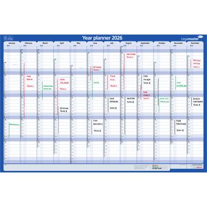 Picture 2 of Jaarplanner 2026 Legamaster 1 persoon 90x60cm horizontaal gelamineerd Engelstalig