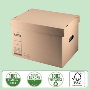 Picture 4 of Archief- en transportdoos met deksel Leitz Premium 335x280x440mm natuurbruin