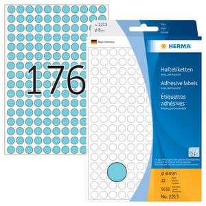 Picture 2 of Etiket HERMA 2213 rond 8mm blauw 5632 stuks