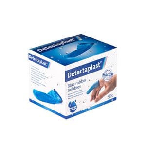 Picture 3 of Vingerlingen Detectaplast rubber blauw 50 stuks