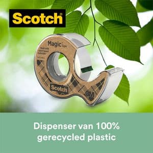 Picture 2 of Plakband Scotch Magic 919 19mmx20m transparant + gerecyclede afroller