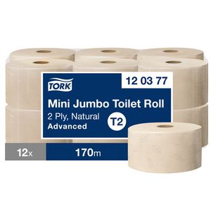 Picture 1 of Toiletpapier Tork T2 Advanced jumbo klein 2-laags 170m naturel 120377