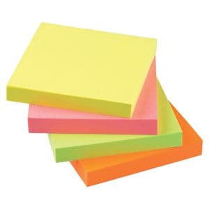 Picture 2 of Memoblok Quantore 76x76mm neon kleuren assorti 4 kleuren 400 vel