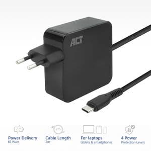 Picture 2 of Laptop Oplader ACT USB-C Power Delivery 65W 2mtr