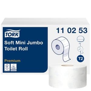 Picture 1 of Toiletpapier Tork T2 Premium jumbo klein 2-laags 170m wit 110253