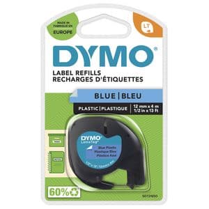 Picture 1 of Labeltape Dymo LetraTag plastic 12mm zwart op blauw