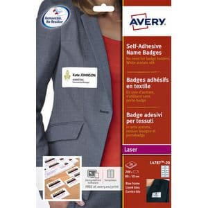 Picture 2 of Naambadge etiket Avery L4787-20 80x50mm blauw kader 200 stuks