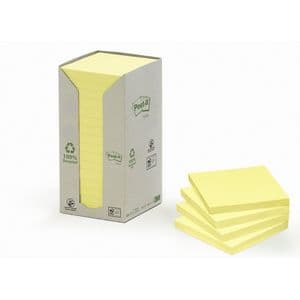 Picture 1 of Memoblok Post-it 654 76x76mm recycled pastel geel 16 stuks
