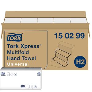 Picture 1 of Handdoek Tork H2 Xpress Universal multifold 2-laags 213x234mm 20x237 vel wit 150299
