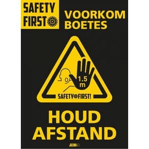 Picture 1 of Deursticker A4 Djois "Houd afstand" 200 x 300 mm geel 2 stuks