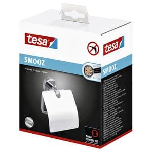Picture 3 of Toiletrolhouder met deksel tesa® Smooz hoogglans verchroomd metaal zelfklevend