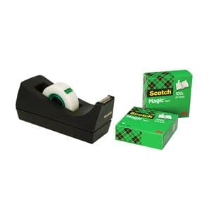 Picture 1 of Plakbandhouder Scotch C38 recycled zwart + 3rol magic tape 900 19mmx33m