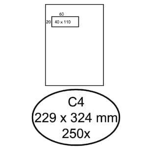 Picture 1 of Envelop Hermes akte C4 229x324mm venster 4x11links 250 stuks