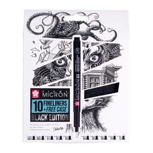 Picture 1 of Fineliner Sakura Pigma Micron Black Edition set à 10 breedtes + gratis etui