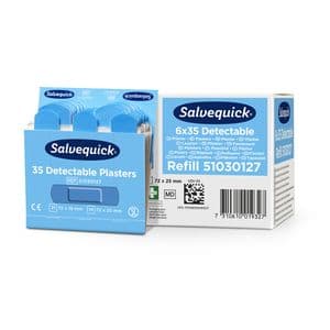 Picture 1 of Pleisters Salvequick blauw detectable refill 6x 35 stuks