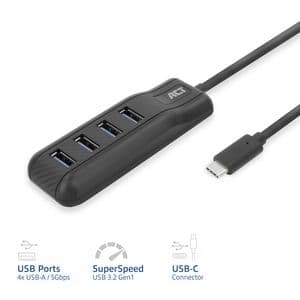 Picture 2 of Hub ACT USB-C 3.0 4 poorts USB-A