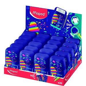 Picture 1 of Puntenslijper Maped Pixel Party Connect 2-gaats met gum display à 20 stuks