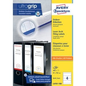 Picture 1 of Rugetiket Avery breed 61x192mm zelfklevend wit 100 vel