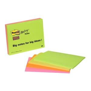 Picture 1 of Memoblok Post-it 6845 Super Sticky 203x152mm assorti 4 stuks
