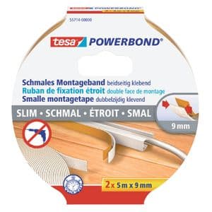 Picture 1 of Dubbelzijdige montagetape tesa® Powerbond Small 5mx9mm wit 2 stuks