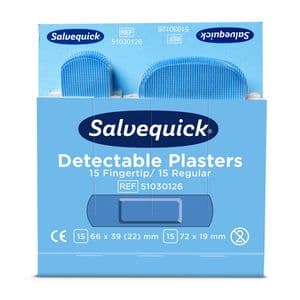 Picture 2 of Pleisters Salvequick blauw detectabel mix 6x 30 stuks