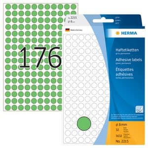 Picture 2 of Etiket HERMA 2215 rond 8mm groen 5632 stuks