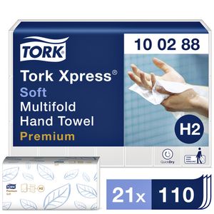 Picture 1 of Handdoek Tork H2 Xpress Premium multifold 2-laags 212x340mm 21x110 vel wit 100288